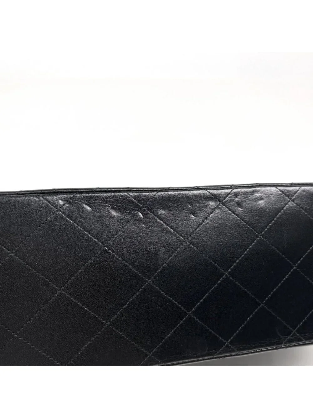 Chanel Big Quilted Shoulder Bag CC Logo Single Flap Chain Leather Black